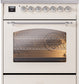 ILVE Nostalgie II 30" Dual Fuel Natural Gas Range in Antique White with Chrome Trim, UP30NMPAWC