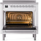 ILVE Nostalgie II 36" Induction Range with Element Stove and Electric Oven in White with Chrome Trim, UPI366NMPWHC