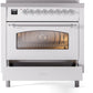 ILVE Nostalgie II 36" Induction Range with Element Stove and Electric Oven in White with Chrome Trim, UPI366NMPWHC