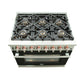 FORNO Capriasca 36" 5.36 cu. ft. Dual Fuel Range with 6 Italian Burners in Black, FFSGS6187-36BLK