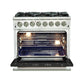 FORNO Capriasca 36" 5.36 cu. ft. Dual Fuel Range with 6 Italian Burners in Black, FFSGS6187-36BLK