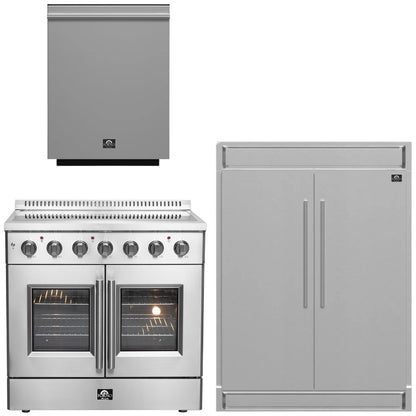 FORNO Package - 36" Electric French Door Range, Refrigerator and Dishwasher, AP-FFSEL6917-36-3PK-3