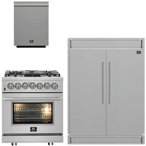 FORNO Appliance Package - 30" Dual Fuel Range, Dishwasher, 60" Refrigerator, AP-FFSGS6125-30-W-5