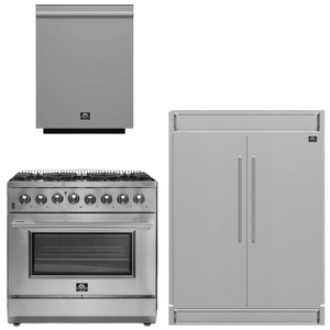 FORNO Appliance Package - 36 Inch Dual Fuel Range, Dishwasher, 60 Inch Refrigerator, AP-FFSGS6156-36-5