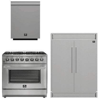 FORNO Appliance Package - 36 Inch Dual Fuel Range, Dishwasher, 60 Inch Refrigerator, AP-FFSGS6156-36-5