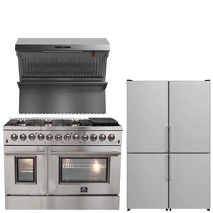 FORNO Appliance Package - 48" Dual Fuel Range, 48" Range Hood, 48" Refrigerator, AP-FFSGS6156-48-10