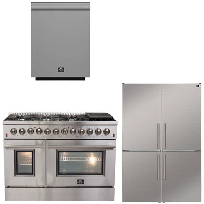 FORNO Appliance Package - 48" Dual Fuel Range, Dishwasher, 48" Refrigerator, AP-FFSGS6156-48-11