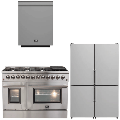 FORNO Appliance Package - 48" Dual Fuel Range, Dishwasher, 48" Refrigerator, AP-FFSGS6156-48-11