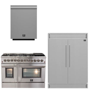 FORNO Appliance Package - 48 Inch Dual Fuel Range, Dishwasher, 60 Inch Refrigerator, AP-FFSGS6156-48-5