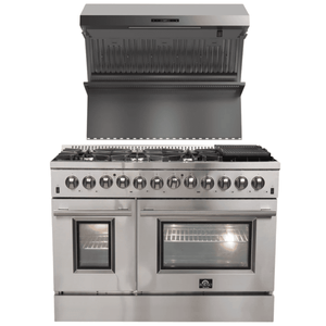 FORNO Appliance Package- 48 Inch Dual Fuel Range, Wall Mount Range Hood, AP-FFSGS6156-48