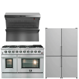 FORNO Appliance Package - 48" Gas Range, 48" Range Hood, 48" Refrigerator, AP-FFSGS6244-48-10