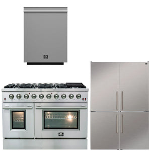 FORNO Appliance Package - 48" Gas Range, Dishwasher, 48" Refrigerator, AP-FFSGS6244-48-11