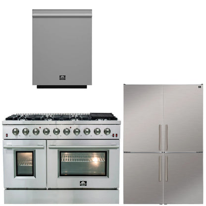 FORNO Appliance Package - 48" Gas Range, Dishwasher, 48" Refrigerator, AP-FFSGS6244-48-11