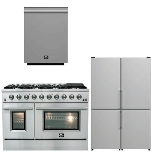FORNO Appliance Package - 48" Gas Range, Dishwasher, 48" Refrigerator, AP-FFSGS6244-48-11