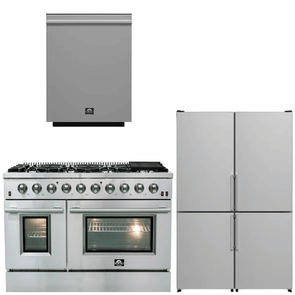 FORNO Appliance Package - 48" Gas Range, Dishwasher, 48" Refrigerator, AP-FFSGS6244-48-11