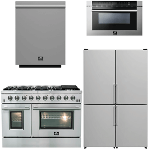 FORNO Appliance Package - 48" Gas Range, Dishwasher, 48" Refrigerator, Microwave Drawer, AP-FFSGS6244-48-12