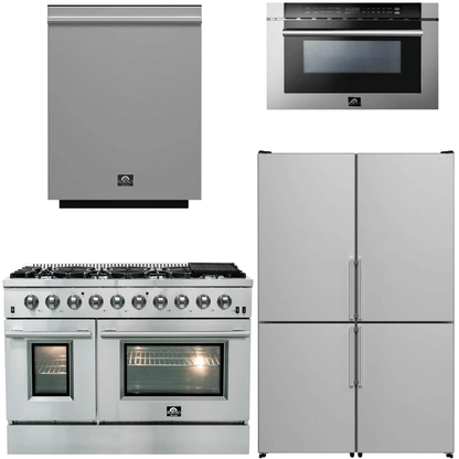 FORNO Appliance Package - 48" Gas Range, Dishwasher, 48" Refrigerator, Microwave Drawer, AP-FFSGS6244-48-12