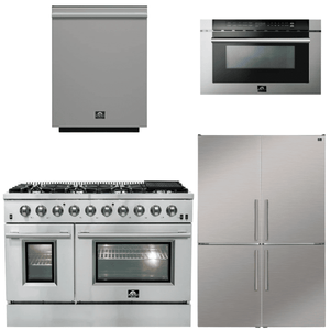 FORNO Appliance Package - 48" Gas Range, Dishwasher, 48" Refrigerator, Microwave Drawer, AP-FFSGS6244-48-12