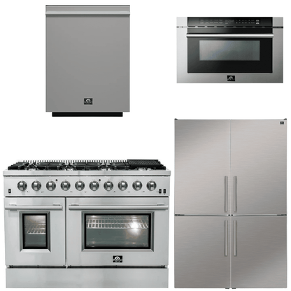 FORNO Appliance Package - 48" Gas Range, Dishwasher, 48" Refrigerator, Microwave Drawer, AP-FFSGS6244-48-12