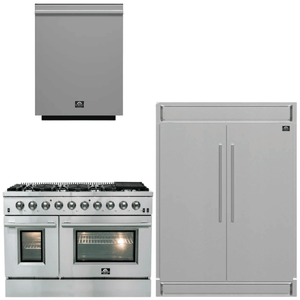 FORNO Appliance Package - 48 Inch Gas Range, Dishwasher, 60 Inch Refrigerator, AP-FFSGS6244-48-5