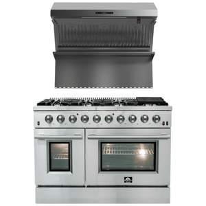 FORNO Appliance Package- 48 Inch Gas Range, Wall Mount Range Hood, AP-FFSGS6244-48