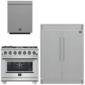 FORNO Appliance Package - 36 Inch Pro Gas Range, Dishwasher, Refrigerator, AP-FFSGS6260-36-5
