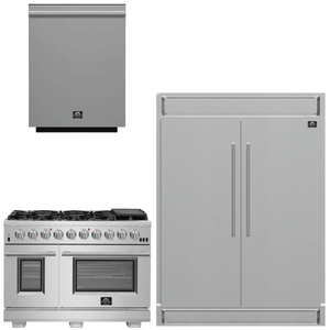 FORNO Appliance Package - 48 Inch Pro Gas Range, Dishwasher, 60 Inch Refrigerator, AP-FFSGS6260-48-5