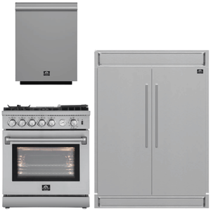 FORNO Appliance Package - 30" Gas Range, Dishwasher, 60" Refrigerator, AP-FFSGS6276-30-W-5