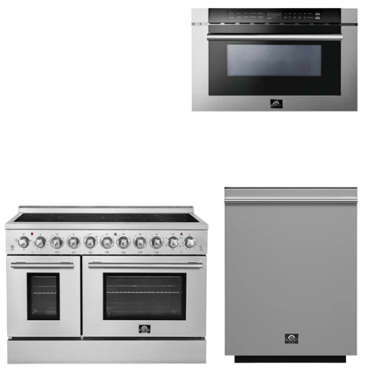 FORNO Appliance Package - 48" Electric Range, Dishwasher and 24" Microwave Drawer
