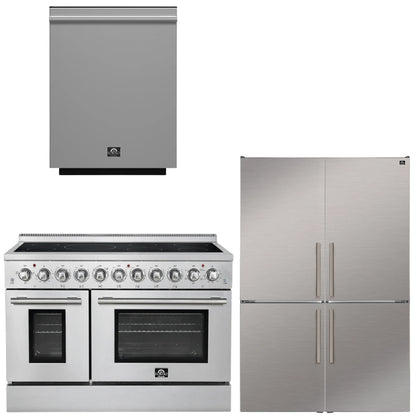 FORNO Appliance Package - 48" Electric Range, 48" Refrigerator and Dishwasher