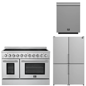 FORNO Appliance Package - 48" Electric Range, 48" Refrigerator and Dishwasher