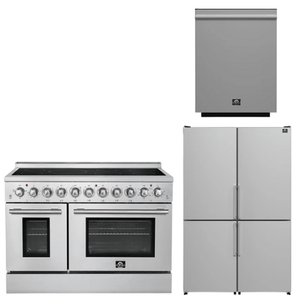 FORNO Appliance Package - 48" Electric Range, 48" Refrigerator and Dishwasher
