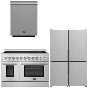 FORNO Appliance Package - 48" Electric Range, 48" Refrigerator and Dishwasher