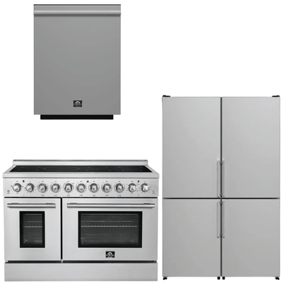 FORNO Appliance Package - 48" Electric Range, 48" Refrigerator and Dishwasher