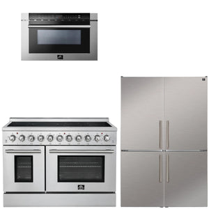 FORNO Appliance Package - 48" Electric Range, 48" Refrigerator and 24" Microwave Drawer