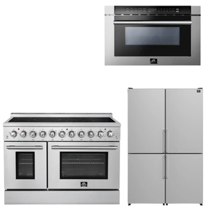 FORNO Appliance Package - 48" Electric Range, 48" Refrigerator and 24" Microwave Drawer