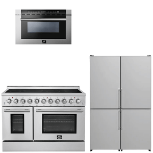 FORNO Appliance Package - 48" Electric Range, 48" Refrigerator and 24" Microwave Drawer