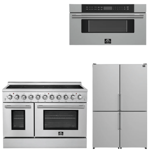 FORNO Appliance Package - 48" Electric Range, 48" Refrigerator and 30" Microwave Drawer