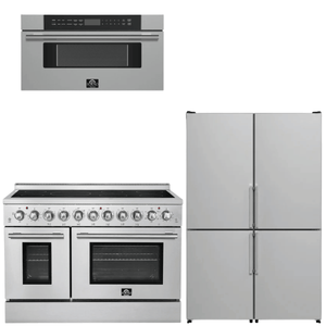 FORNO Appliance Package - 48" Electric Range, 48" Refrigerator and 30" Microwave Drawer