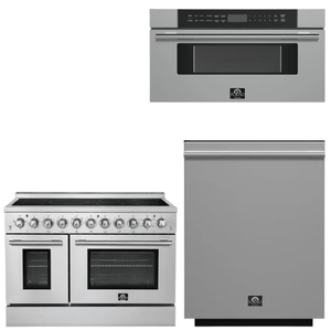FORNO Appliance Package - 48" Electric Range, Dishwasher and 30" Microwave Drawer