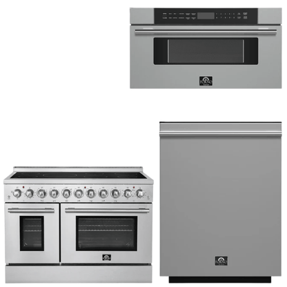 FORNO Appliance Package - 48" Electric Range, Dishwasher and 30" Microwave Drawer