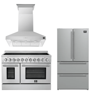 FORNO Appliance Package - 48" Electric Range, Range Hood and 36" Refrigerator