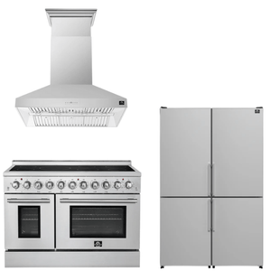 FORNO Appliance Package - 48" Electric Range, Range Hood and 48" Refrigerator