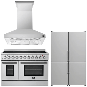 FORNO Appliance Package - 48" Electric Range, Range Hood and 48" Refrigerator