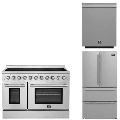FORNO Appliance Package - 48" Electric Range, 36" Refrigerator and Dishwasher