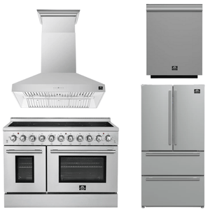 FORNO Appliance Package - 48" Electric Range, Range Hood, 36" Refrigerator and Dishwasher