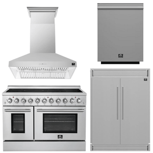 FORNO Appliance Package - 48" Electric Range, Range Hood, 60" Refrigerator and Dishwasher