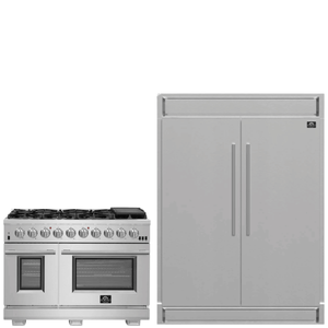 FORNO Appliance Package - 48" Gas Range and 60" Refrigerator with Grill Trim, FBDL-019-04CAUS