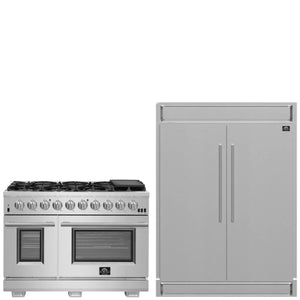 FORNO Appliance Package - 48" Gas Range and 60" Refrigerator with Modern Grill Trim, FBDL-019-06CAUS