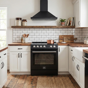 FORNO Espresso Leonardo 30" 5 cu. ft. Electric Range in Black with Stainless Steel Handles, FFSEL6012-30BLK